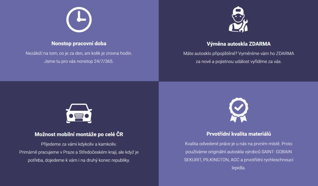 Ukázka USP na webu mého klienta autosklotime.cz